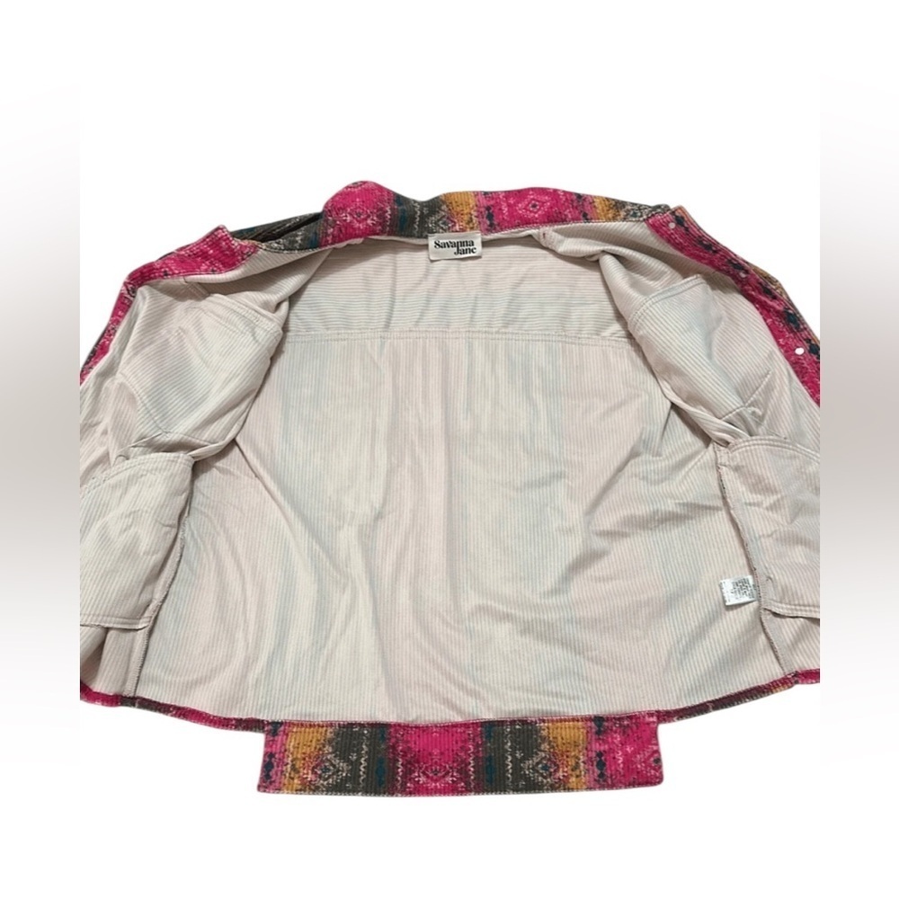 Colorful Button-Up Corduroy Jacket with Fringe - Picture 4 of 5